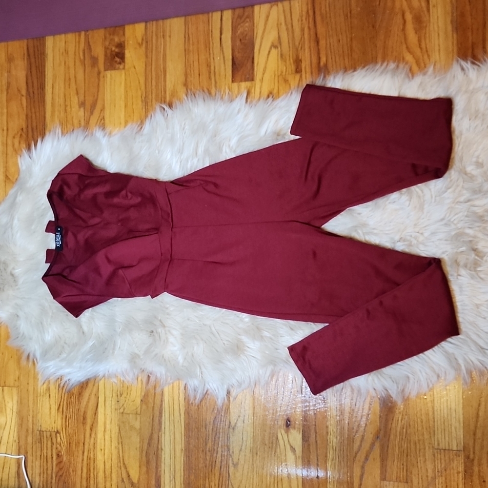 Burgundy jumpsuit size small